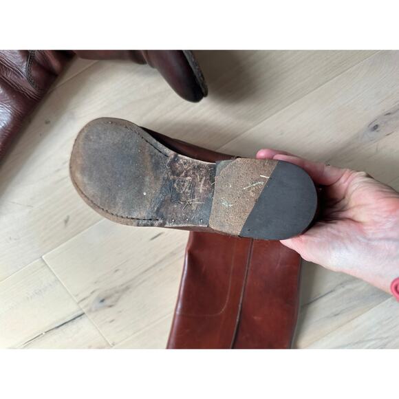 Frye Paige Riding Boots Size 9 Brown Leather Equestrian Fall Staple Distressed - Picture 7 of 13